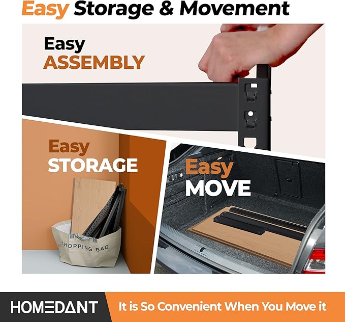 HOMEDANT 35.9" W 5 Tier Heavy Duty Garage Shelving Adjustable Metal Rack Storage Shelves Standing Shelf Unit Organizers Pantry Closet Black 1Pack