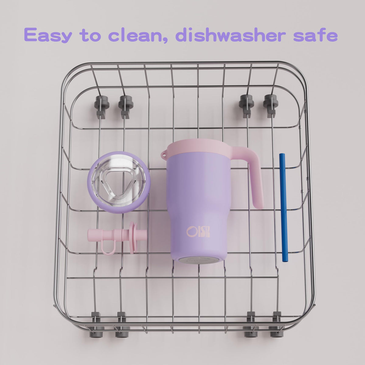 OISIZ 14oz Kids Tumbler with Straw Lid & Handle,Kids Cup with Animal Accessory for School,Kids Water Bottles with Dust-proof Cover,Leakproof Water Bottles,316 Stainless Steel,Keep Cold 24 Hours-purple