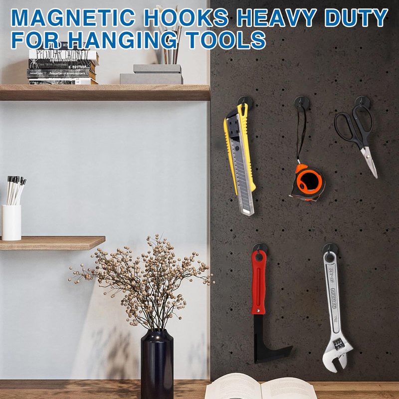 LOVIMAG Magnetic Hooks, 50lbs+ Magnets Hook 2026 Cruise Cabin Ship Essentials Heavy Duty Black Strong Magnet Refrigerator Fridge Hanging for Classroom Beach Vacation Kitchen Grills Home 12 Pack