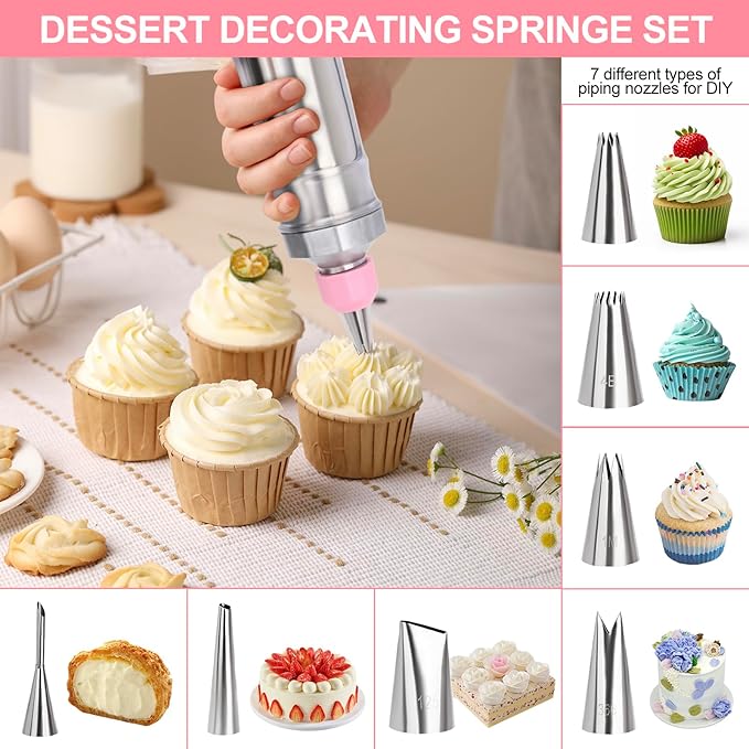 FACIACC Dessert Decorating Syringe Set, Stainless Frosting Piping Kit