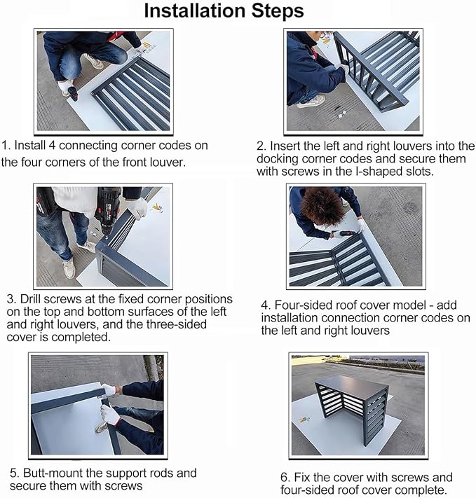Aluminum Air Conditioner Fence Set of 2, Louvered Outdoor AC Unit Cover