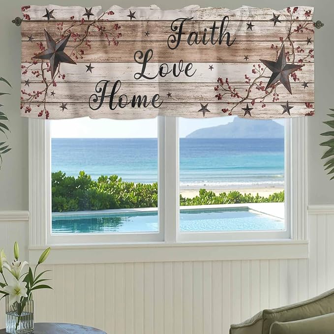 Rustic Star Brown Curtain Valances