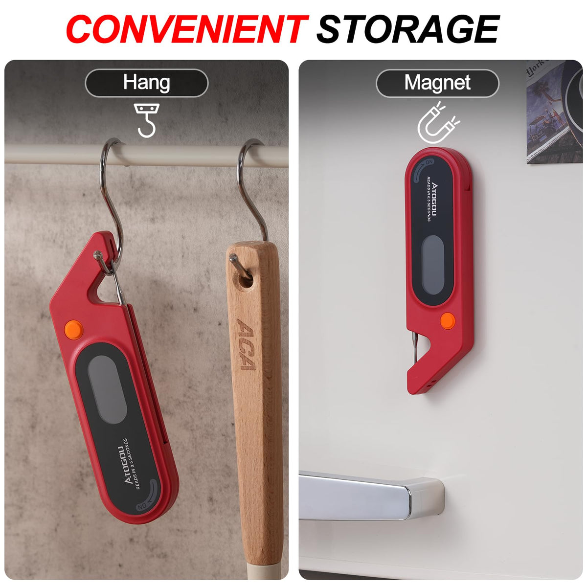 Meat Thermocouple Thermometer Digital, Ultra Fast Instant Read <1 Sec, ±0.5℉ Accuraty, IP67 Waterproof, LED Display, Auto Off, Digital Kitchen Thermometer for Meat/Candy/Grill/BBQ etc. TH-21 (Red)