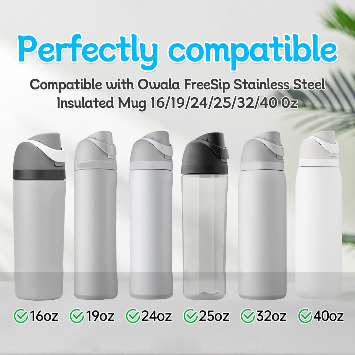 BMSQOFD 8 Pcs Replacement Rubber Seal Stopper Compatible with Owala FreeSip,Water Bottle Top Gasket Lid for Owala 16/19/24/32/40oz Bottle Mouth Cap Silicone Stoppers Parts Insert Accessories 8AB-U2