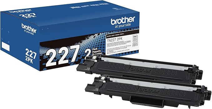 Brother Genuine TN227 High-Yield Black Toner Cartridge Twin Pack for Professional Laser Printing, 2 Pack Yields 6,000 Pages Total, Compatible with HL-L3210CW HL-L3230CDW Printers