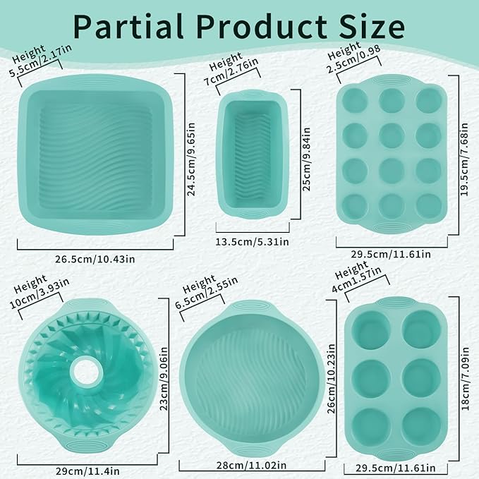 Yumatouch 32 Pieces Silicone Baking Pans Set, Nonstick Bakeware Set for Kitchen Oven, Silicone Cake Molds, Round/Square Cake Pan, Baking Sheet, Loaf Pan, Donut Muffin Pans