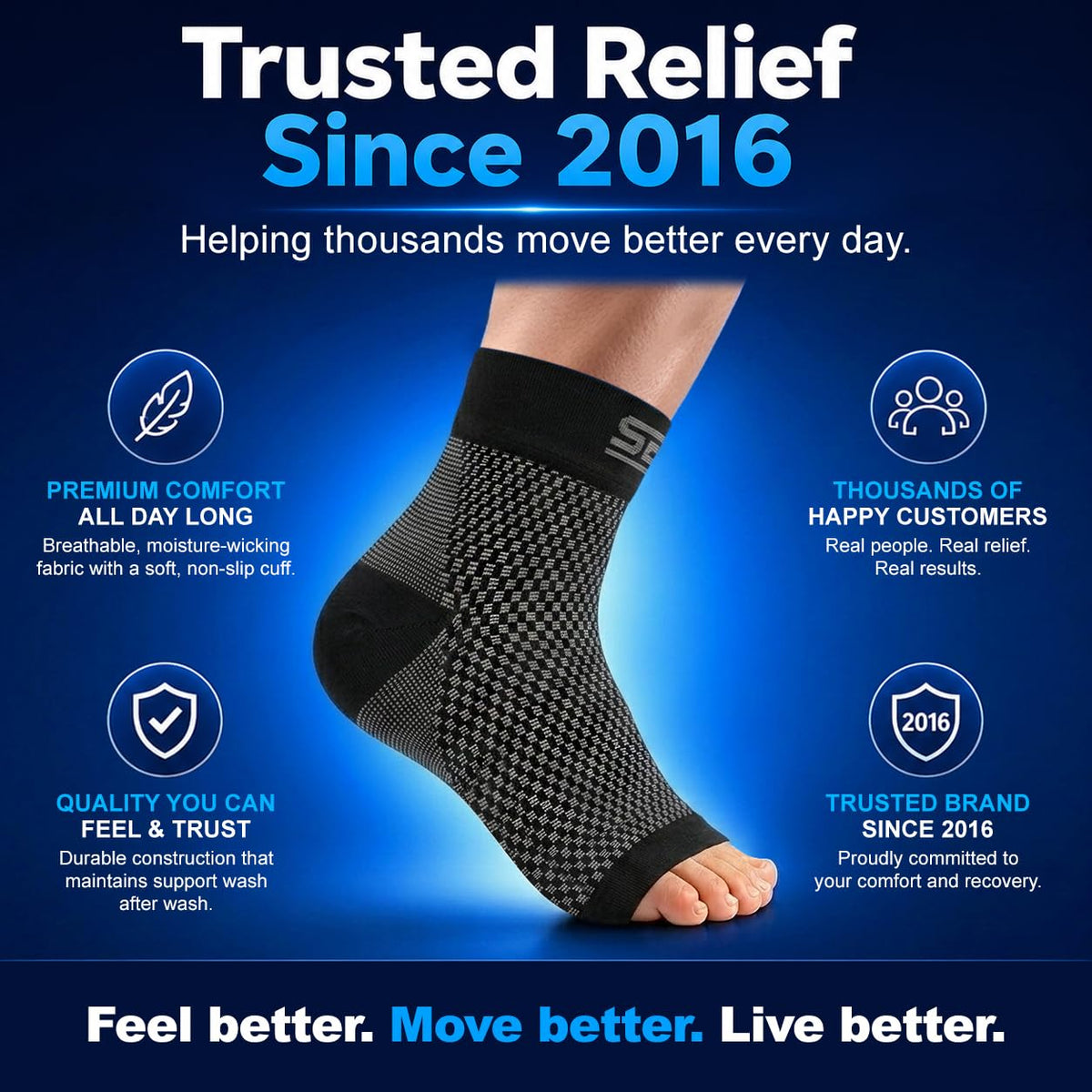 SB SOX Plantar Fasciitis Compression Socks – Arch Support Sleeve for Heel Pain Relief, Achilles Tendonitis & Foot Pain – Toeless Ankle Compression, All-Day Comfort (Gray, Medium)
