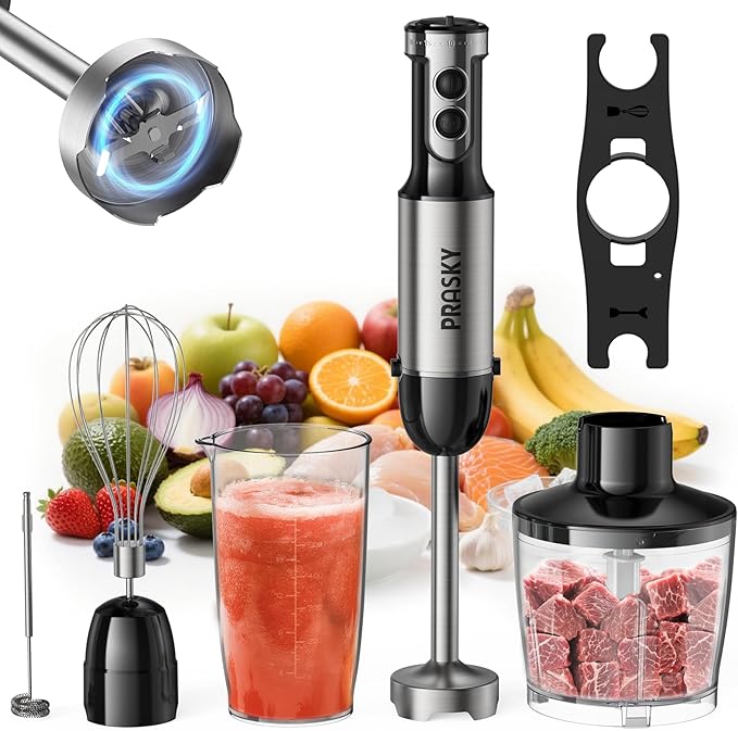Immersion Blender Handheld 1200W, 20-speeds, 5-in-1 Handheld Mixer
