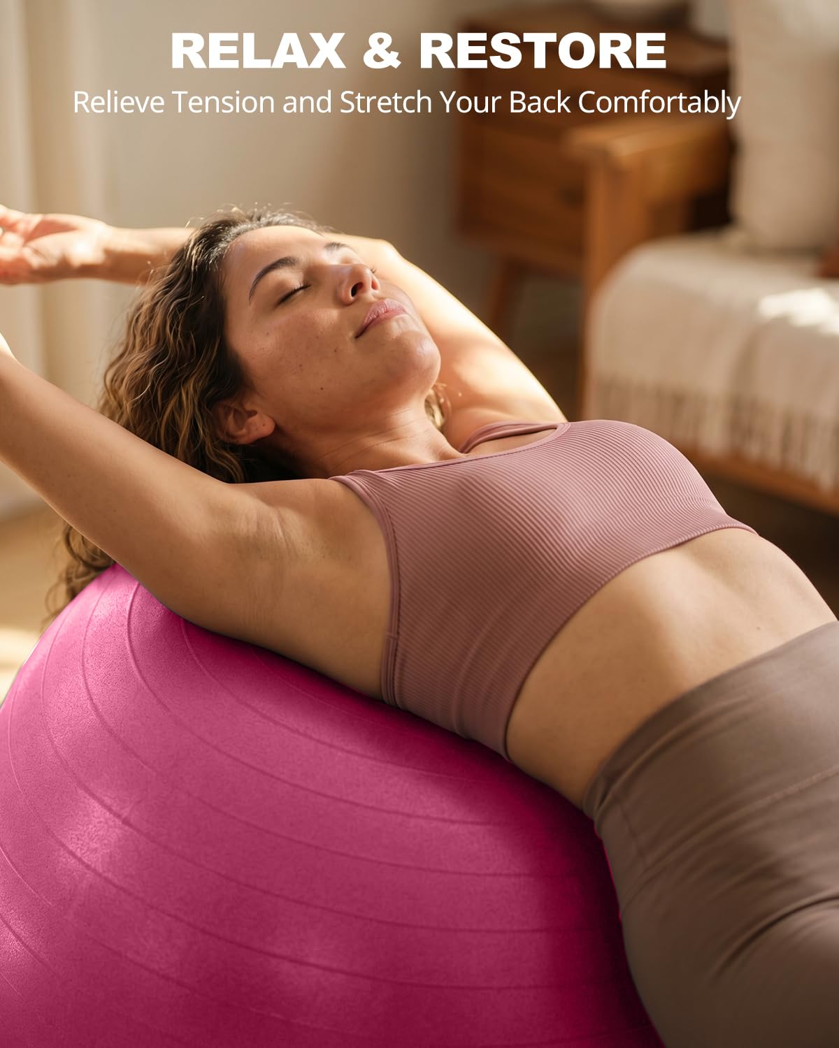 Trideer Yoga Ball for Exercise, Pregnancy & Birthing, 5 Sizes Exercise Ball for Physical Therapy, Stability, Fitness, Quick Pump Included