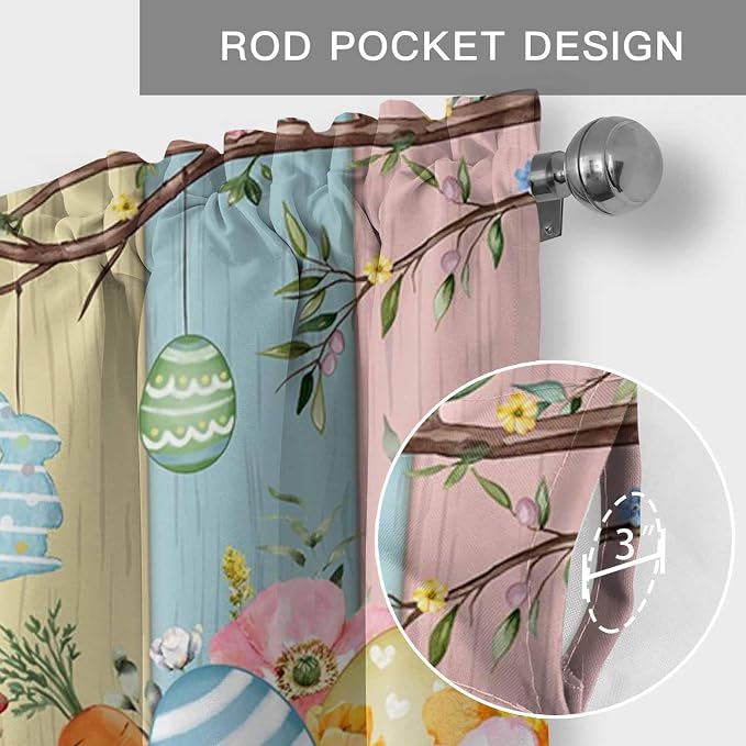Easter Curtain Valances for Windows, Kitchen Valance Window Treatment, Spring
