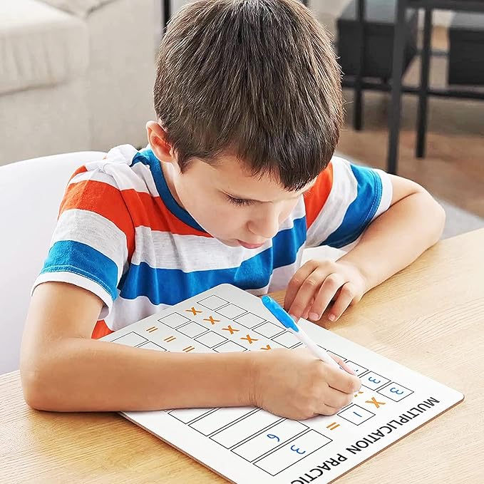 2 Pack Dry Erase Multiplication Chart Whiteboard 9" x 12" Multiplication Table l Double Sided Times Table Math Manipulatives White Board for Kids Students, Classroom and Home, Mini Whiteboard Lapboard
