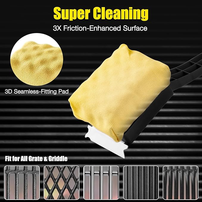 Kitwanda Grill Brush Bristle Free,Steam Cleaning Grill Brush - Safe for All Grill Types,Replaceable Head Barbecue Grill Cleaning Brush