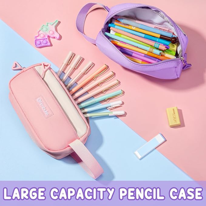 Fimibuke Backpacks for Girls, 3 PCS Waterproof School Backpack with Lunch Box & Pencil Pouch for Kids Teen Girl, Cute Bookbag School Bag for Elementary Middle High School Student Ages 6+(Pink)