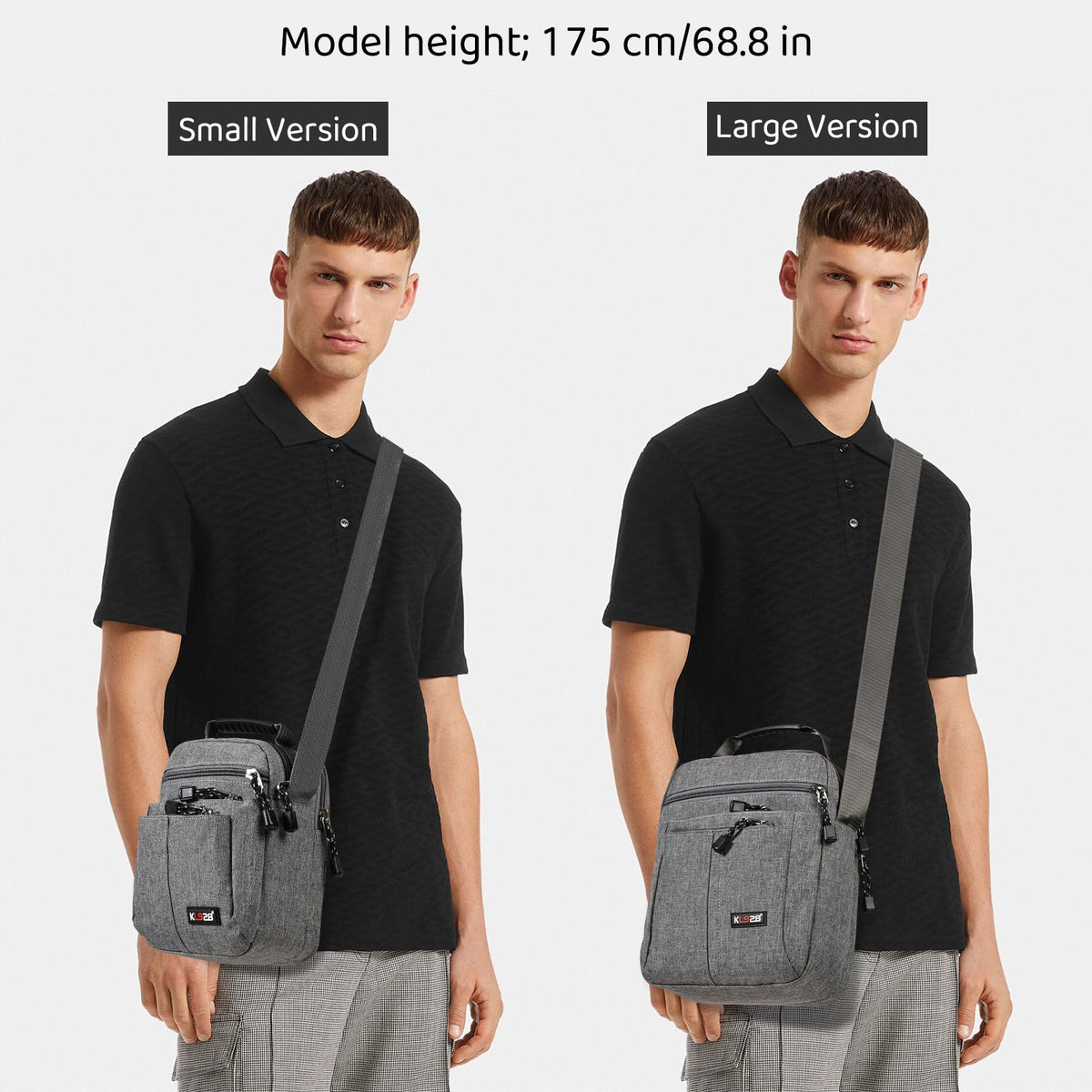 KL928 Men's Messenger Bag - Crossbody Shoulder Bags Travel Bag Man Purse Casual Sling Pack for Work Business(Small Version,Grey)