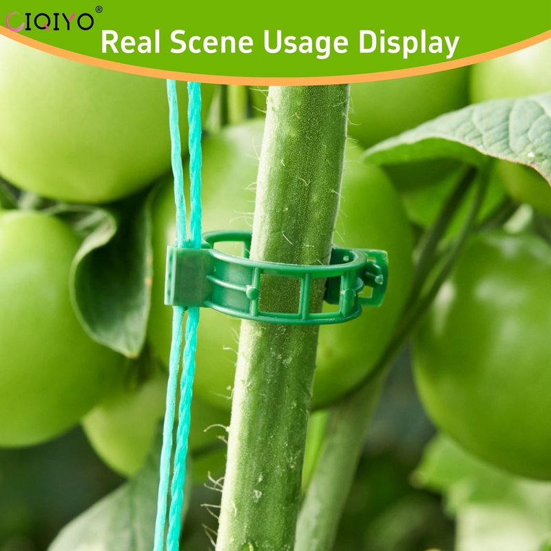 CIQIYO® 100 Pcs Plant Support Clips,Plastic Clips for Securing Plants,Tomato Vine Clips,Plant Fixing Clips,Garden Clips for Climbing Plants,Grape and Vine Vegetables (100, Green)