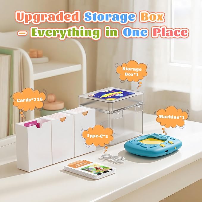 HOMESTEC Toddler Talking Flash Cards with 216 Double Sided Cards for Speech Therapy Learning for Ages 3 to 6 Featuring 24 Themes Short Sentences Real Sounds and Stories Easter Basket Stuffer for Kids