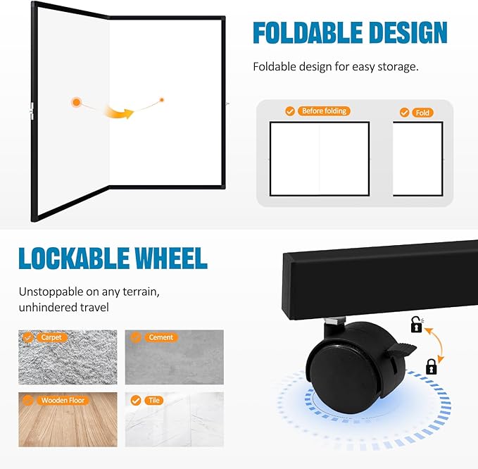 Rolling Dry Erase Board, 60" x 48"Double-Sided Mobile Whiteboard with Stand Large Dry Erase White Board on Wheels for Office, Classroom & Home