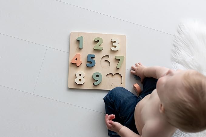 Pearhead Wooden Numbers Puzzle, 1–10 Counting Learning Toy for Toddlers, Montessori Educational Play, Spring Easter Basket Gift