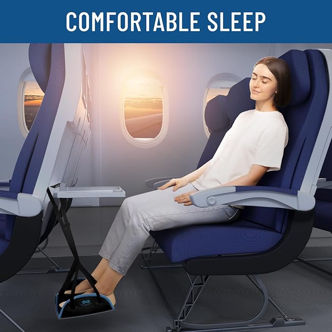 Everlasting Comfort Airplane Foot Hammock - Memory Foam Foot Rest for Plane Travel - Portable Foot Rest for Air Travel, Desk & Car - Airplane Essentials Foot Hammock for Plane Travel (Pack of 2)