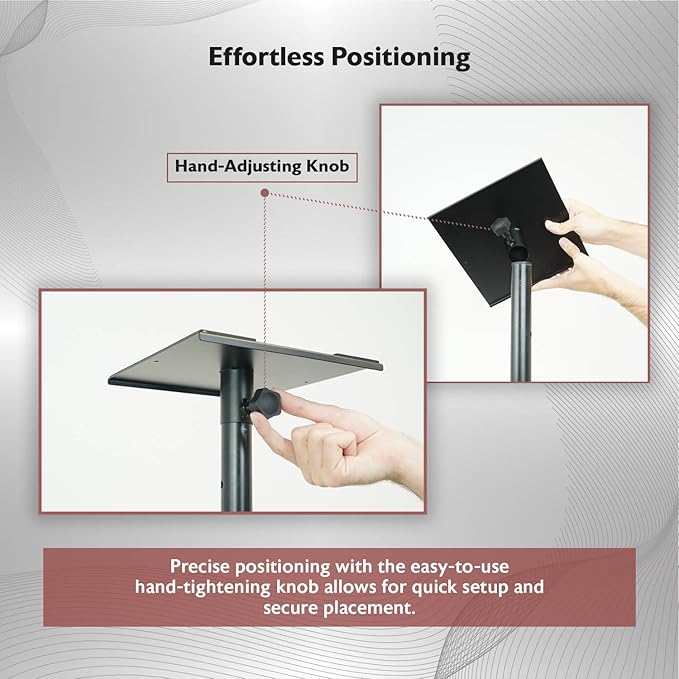 Rockville ACC4 Monitor/Laptop Projector Shelf for 35mm Speaker Stand, 66lb Capacity, EVA-Lined, Easy Adjustment, Perfect for Studio Monitors, Laptops