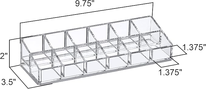 Amazing Abby - Glamour - 12-Slot Acrylic Nail Polish Organizer, Lipstick Holder, Lip Gloss Organizer, Cosmetic Storage Display, Perfect Storage Solution for Drawer, Vanity, Bathroom, and More