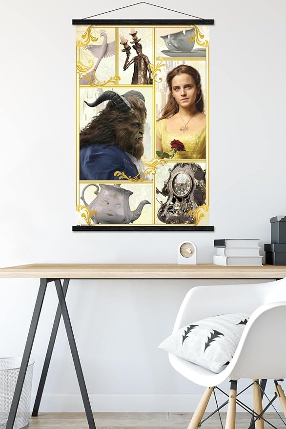 Trends International Disney Beauty And The Beast - Group Wall Poster, 22.375" x 34", Premium Print and Black Hanger Bundle