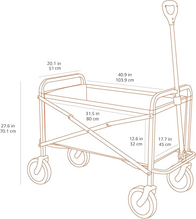 Amazon Basics Collapsible Heavy Duty Utility Wagon for Outdoor Sports, Camping, Garden, and Shopping, Versatile, Easy to Store, 265 Pounds Capacity, 27.6 x 40.9 x 20 inches, Blue