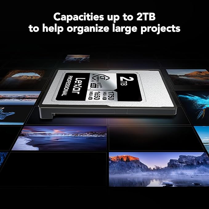 Lexar 1TB Professional CFexpress Type A Silver 4.0 Memory Card, for Photographers, Videographers, Up to max 1750/1650 MB/s, 8K Video (LCAEXS4001T-RNENU)