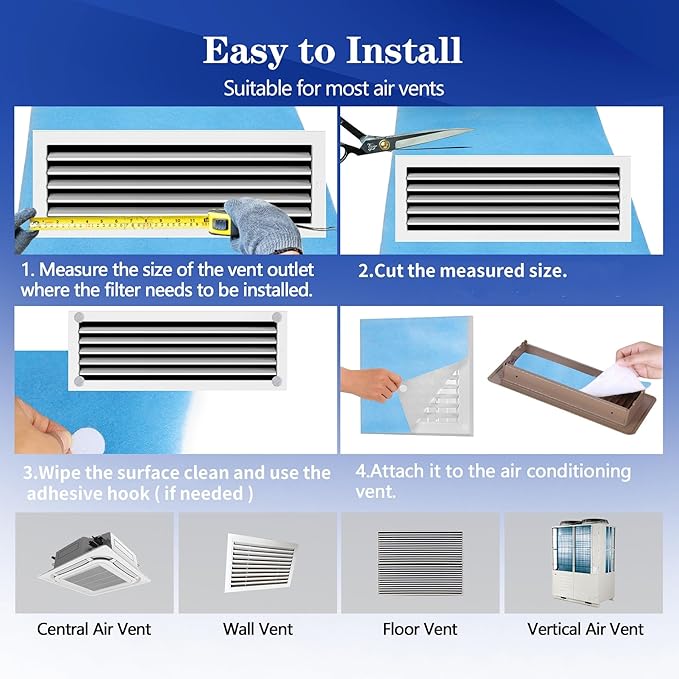 Air Vent Filters, MERV 8 Electrostatic Air Filter Roll, Rv Ac Vent,