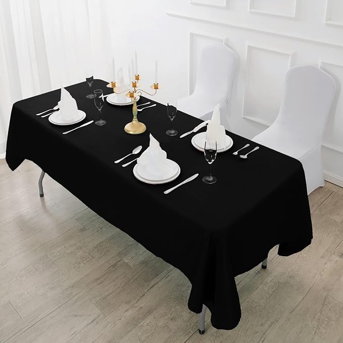 6 Pack Navy Blue Tablecloth 90 x 156 Inch Table Cloth for 8 Foot Rectangle Tables, Wrinkle Resistant Washable Polyester Fabric Table Covers for Party, Wedding,Dining,and Banquet
