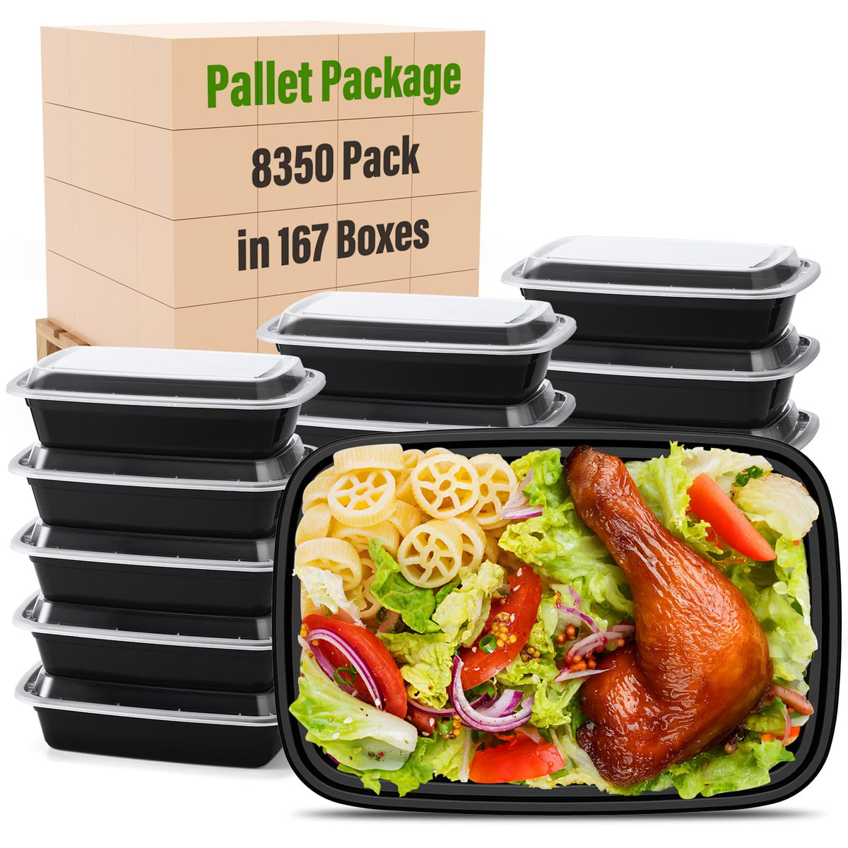 Glotoch Express Meal Prep Containers with Lids 16oz 50 Pack Leakproof