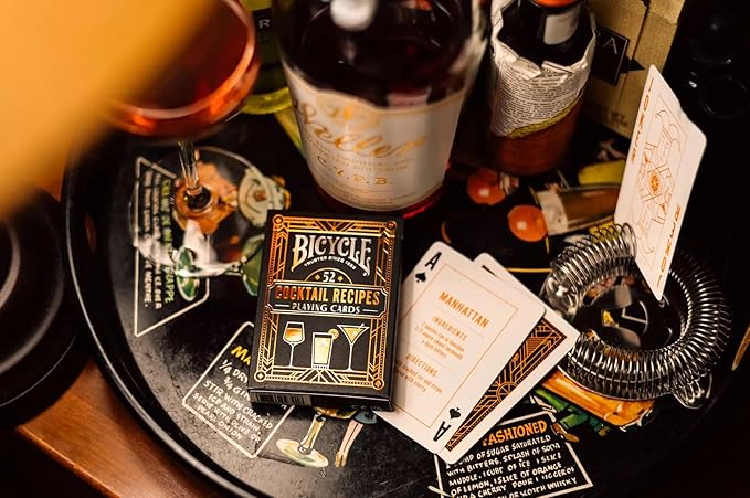 Bicycle Cocktail Playing Cards, Includes 52 Cocktail Recipes Featuring Old Fashioned, Margarita, Moscow Mule, Daiquiri, and Mojito Cocktail Recipes, 1 Deck