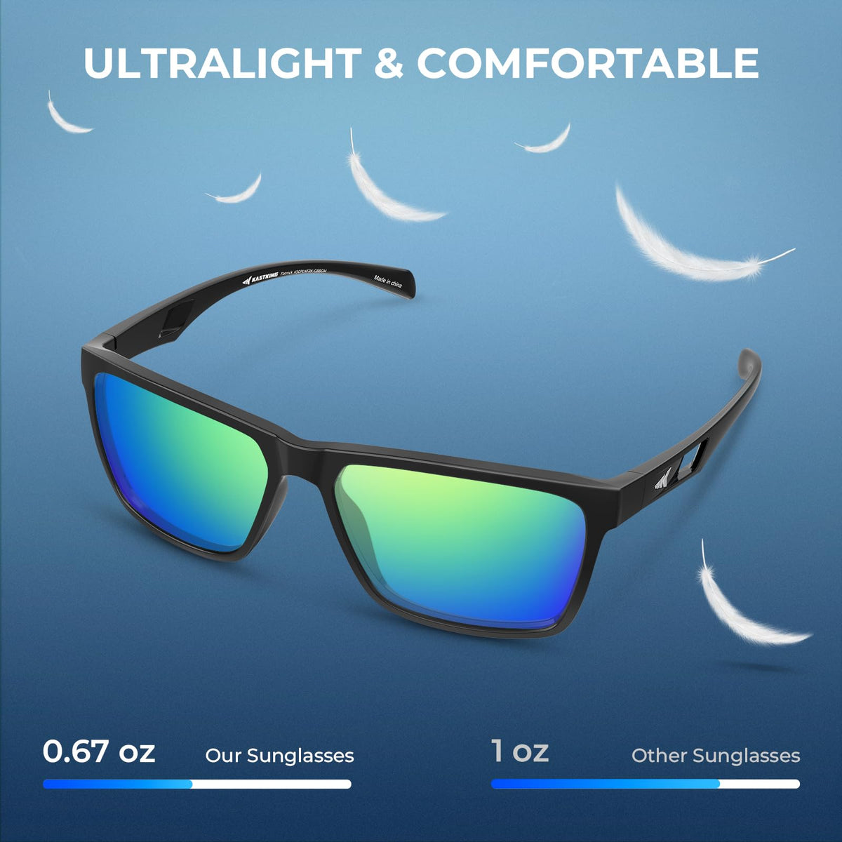 KastKing FlatRock Polarized Sport Sunglasses for Men and Women, Ideal for Driving Fishing Cycling Running, UV Protection