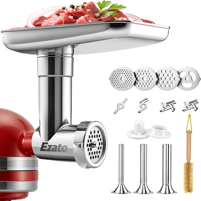 Ezato Stainless Steel Meat Grinder Attachment for KitchenAid Stand Mixers
