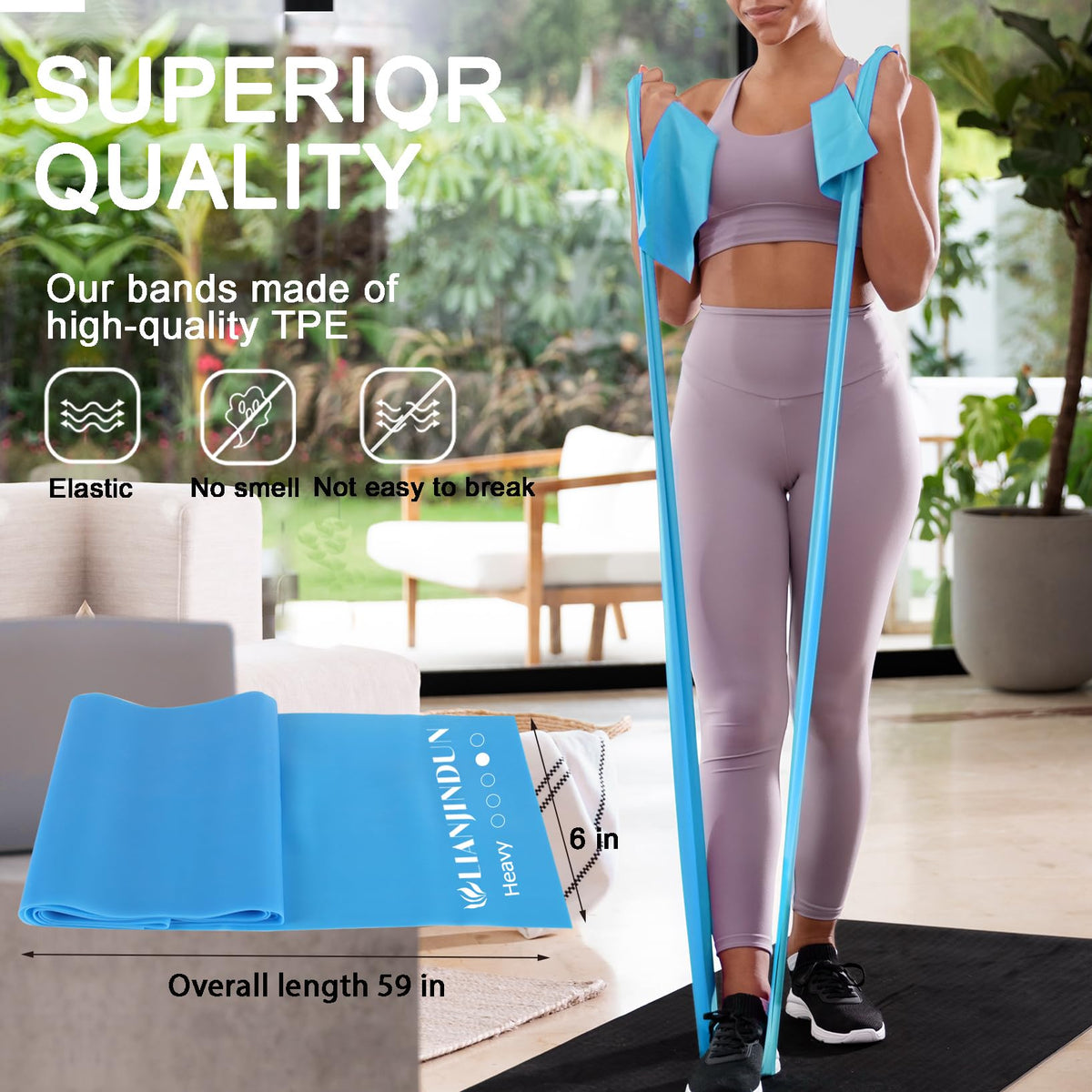 Lianjindun 5 Pcs Professional Resistance Bands. Latex-Free, Elastic Band, Work Out Bands, Stretch Bands for Working Out Women or Men, Exercise Bands Set for Physical Therapy, Yoga, Pilates