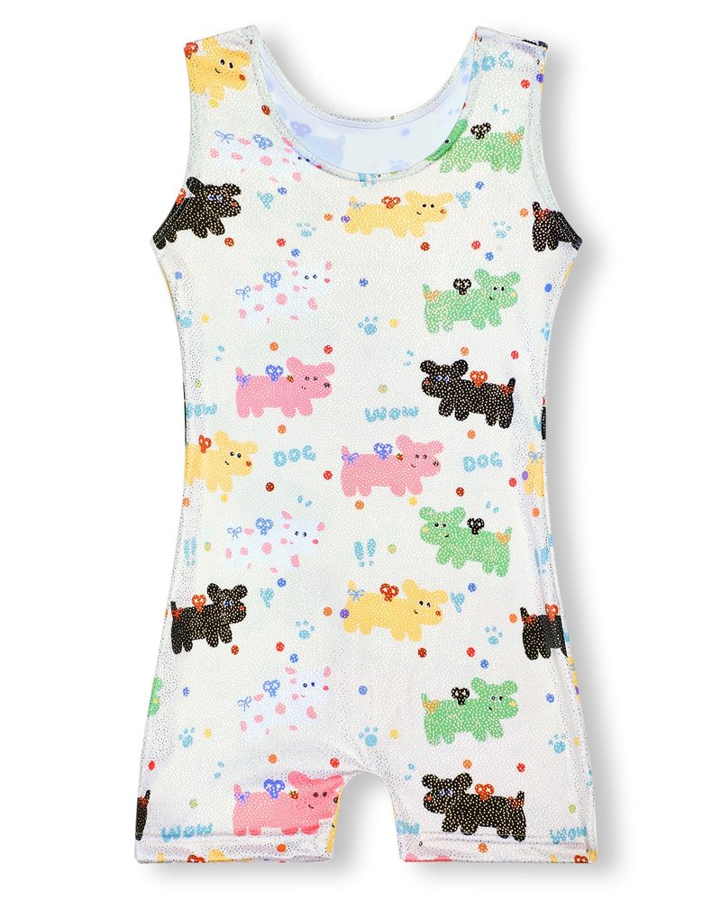 YDMZX Gymnastics Leotards for Girls Size 5-6 5T 6T Toddler Kids Tumbling Outfit Clothes Unitards Biketards Doggy Pattern