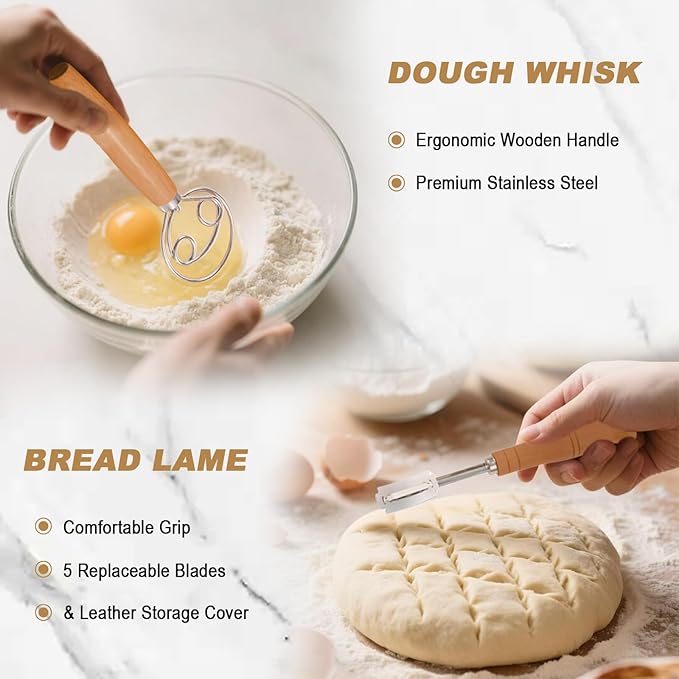 Sourdough Bread Proofing Basket Kit: 9"Round & 10" Oval Banneton Baking Set