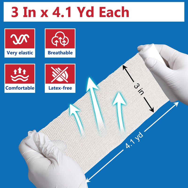 YesBes 40 Pack Gauze Rolls, 3 in x 4.1 Yards, Premium Gauze Wrap Roll for Wounds, Bandage Wrap Rolled Gauzes, Mummy Wraps, Individually Wrapped