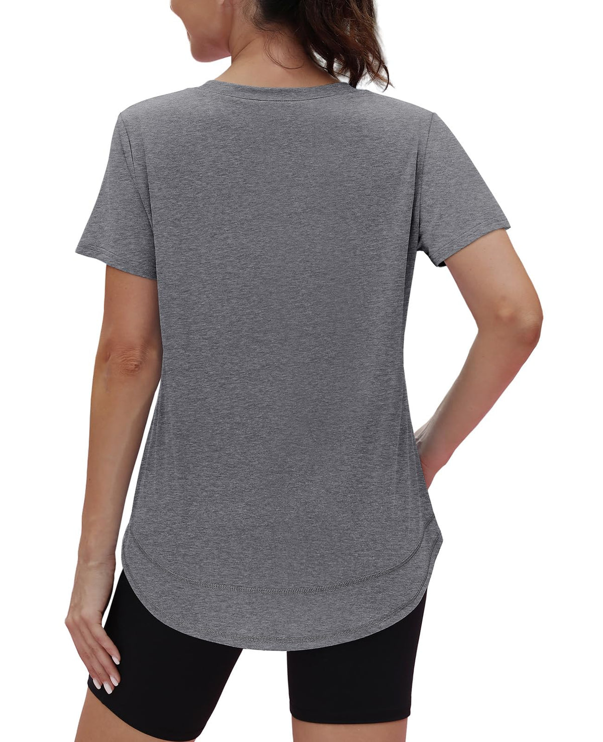 Oversized Tshirts for Women Dry Fit Plus Size Spring Clothes Summer Athletic Tops Workout Shirts Crewneck Grey 3XL