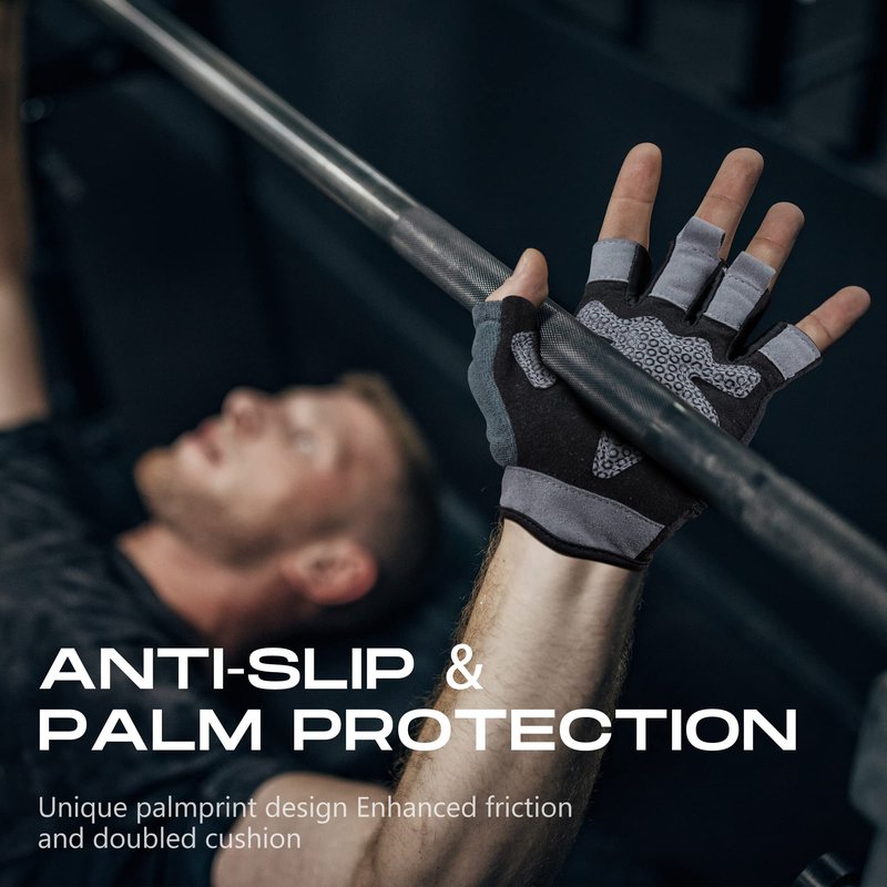 LIFECT Essential Breathable Workout Gloves, Knuckle Weight Lifting Gloves with Curved Open Back, for Powerlifting, Gym, Crossfit, Women and Men (Black, Small)