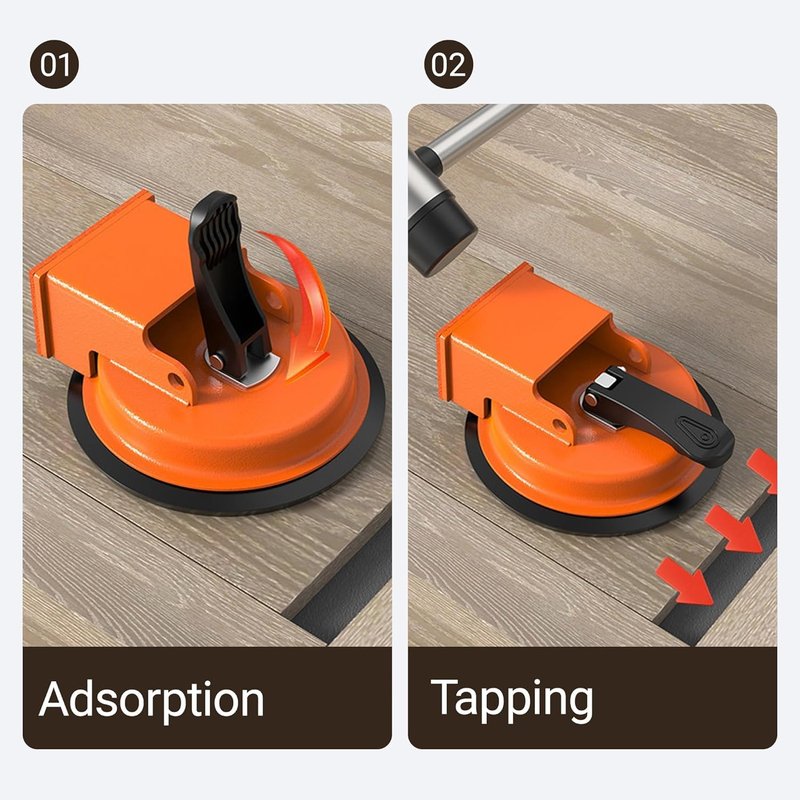 Floor Gap Fixer Tool – Heavy-Duty Laminate Flooring Repair Tools for Wood and Vinyl Planks, Carbon Steel Floor Suction Cup Tool with Rubber Pad, Adjustable Height Seam Puller
