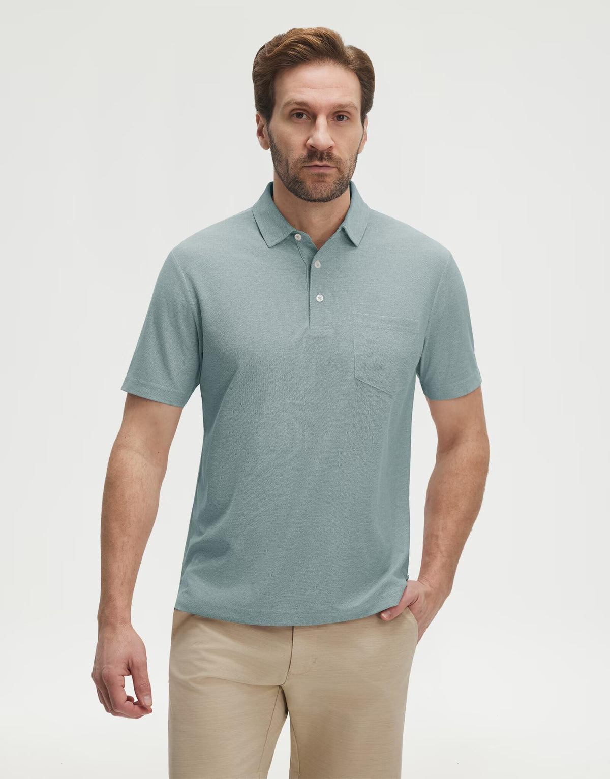 M MAELREG Golf Shirts for Men Short Sleeve Performance Quick Dry Fit Heather Designed Business Polo Shirts for Men Grey Blue