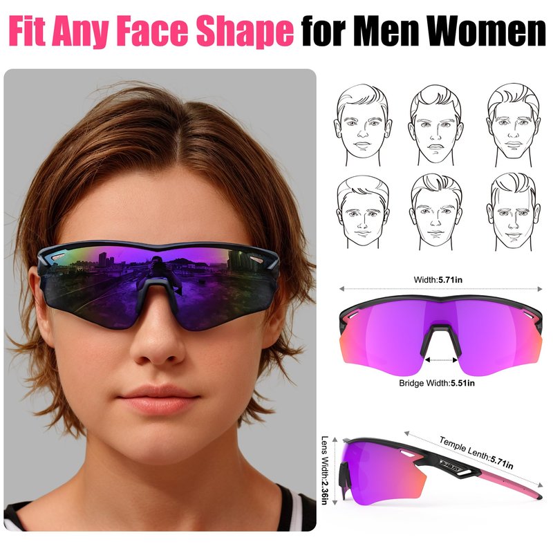 AJBAY Polarized Sports Sunglasses for Men Women,Wrap Around Sun Glasses for Running Cycling Baseball Fishing Golf Hiking