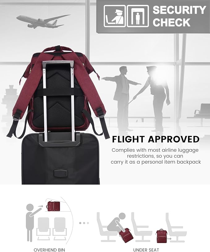 LOVEVOOK 17.3 Inch Laptop Backpack, Large Travel Backpack for Women, Water Resistant Teacher Backpack with Laptop Compartment, Professional Business Work bags with Charger, Wine Red