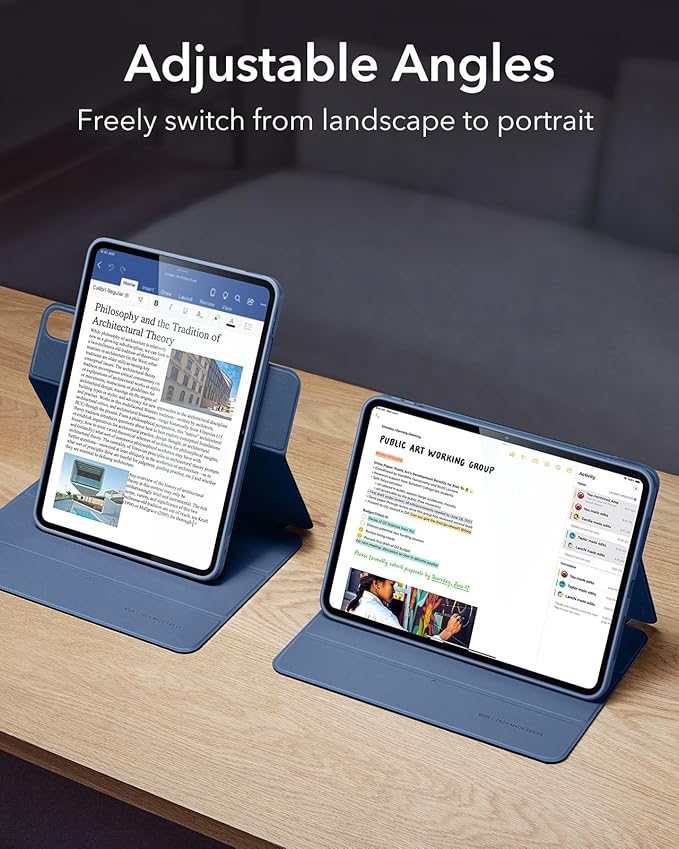 ESR for iPad Air 13 Inch Case M4/M3/M2 (2026/2025/2024) with Pencil Holder, Removable Magnetic Cover, Vertical Stand, Fully Supports Pencil Pro and Pencil(USB-C), Rebound 360 Series, Blue