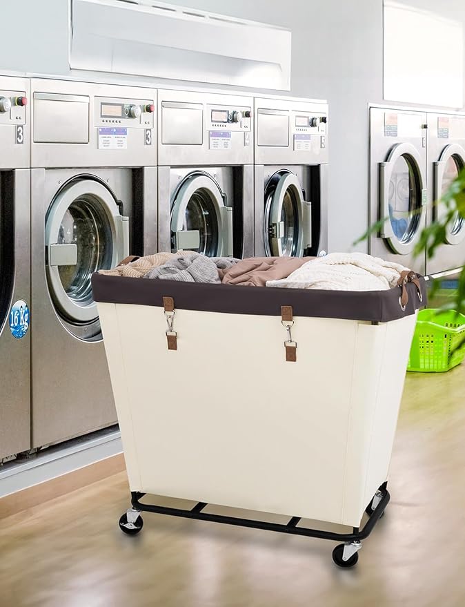 StorageWorks 320L Laundry Basket with Wheels, Extra Large Rolling Hampers for Clothing Organizer, Dirty Clothes Basket for Hotel, Home, Closet, Dorm, Beige