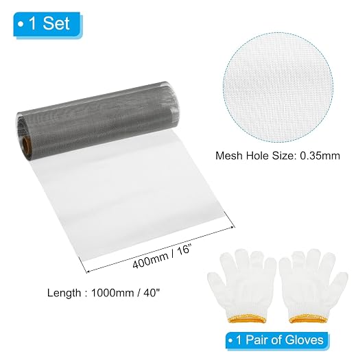 PATIKIL 40" L x 16" W Woven Wire Mesh, 50 Mesh 304 Stainless Steel Air Vent