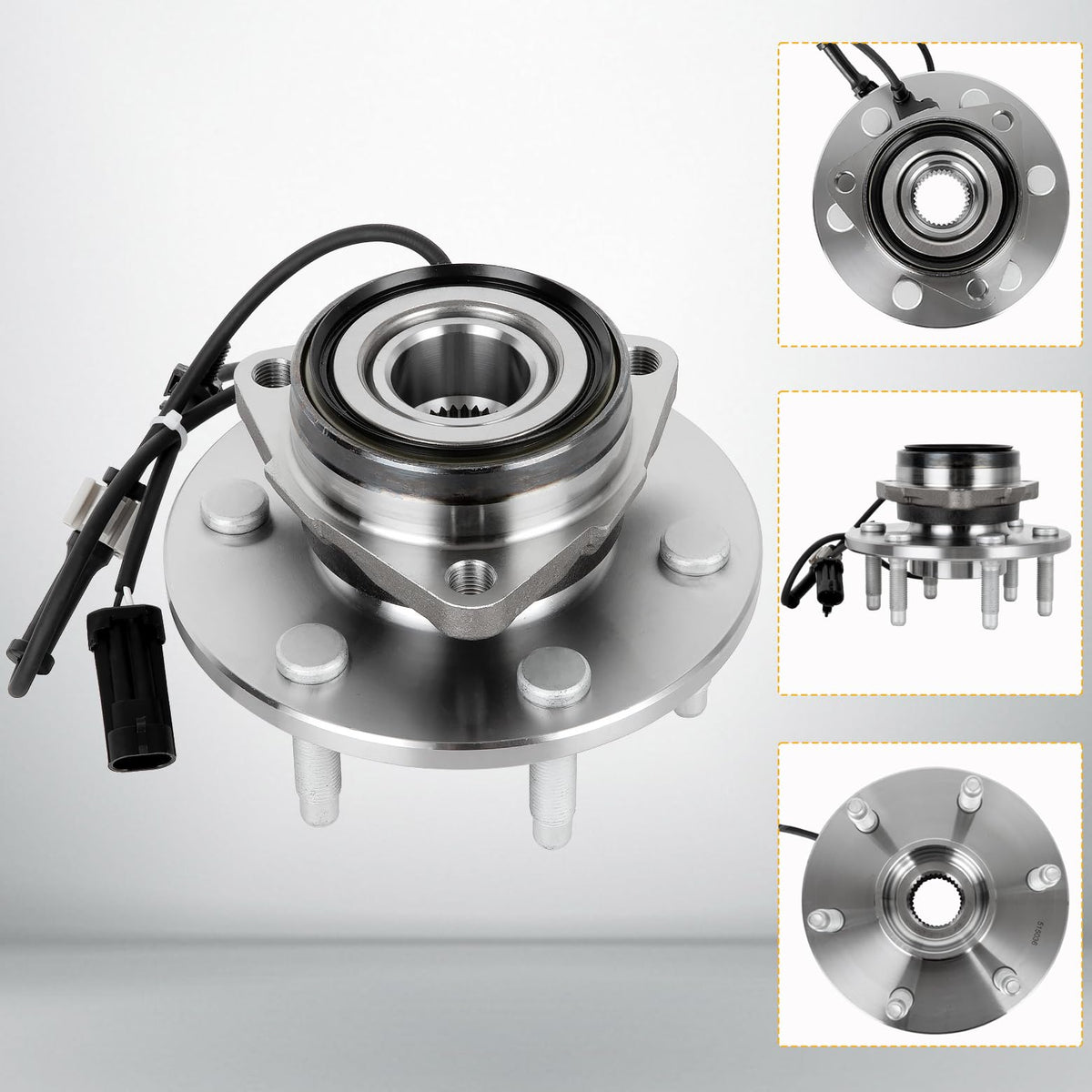 WEIZE 4WD Front Wheel Bearing Hubs, 515036, for Chevy GMC Silverado Sierra Avalanche Yukon XL Suburban 1500 Tahoe Cadillac Escalade ESV EXT, Replacement Wheel Bearing and Hubs Assembly Set, Pair Hubs