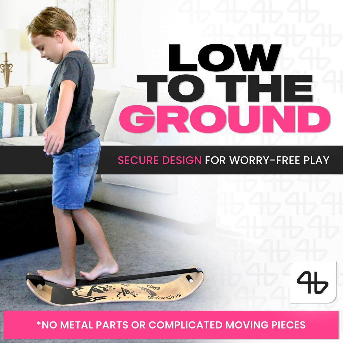 4Balancing Balance Board for Kids - Slackline Wooden Wobble Board