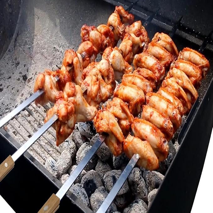 Amestar 12 Pack Kebab Skewers Grilling Skewer Stainless Steel Flat 22 Inche